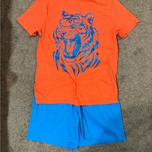 🌼5/$10🌼Cat & Jack Orange and turquoise Blue Kids Matching Set size 10/12